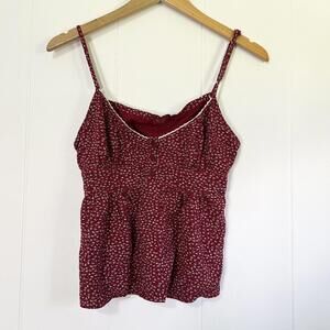 John Halt Red Floral Lace Trim Sleeveless Crop Top Women's One Size